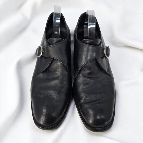 David & Joan Monk Strap Dress Shoes Men Size 12‎ Leather Handmade in Italy Black - Picture 1 of 10